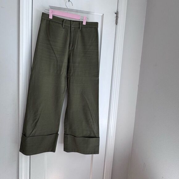 🫒 SEA New York High-Waisted Olive Cuffed Pants – Size 8, GUC - Picture 2 of 4
